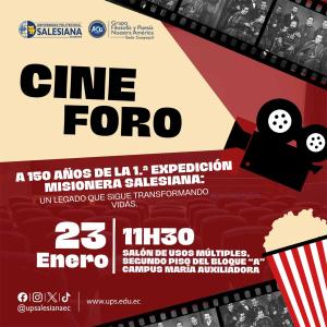 Afiche del Cine Foro: A 150 años de la 1era expedición misionera salesiana